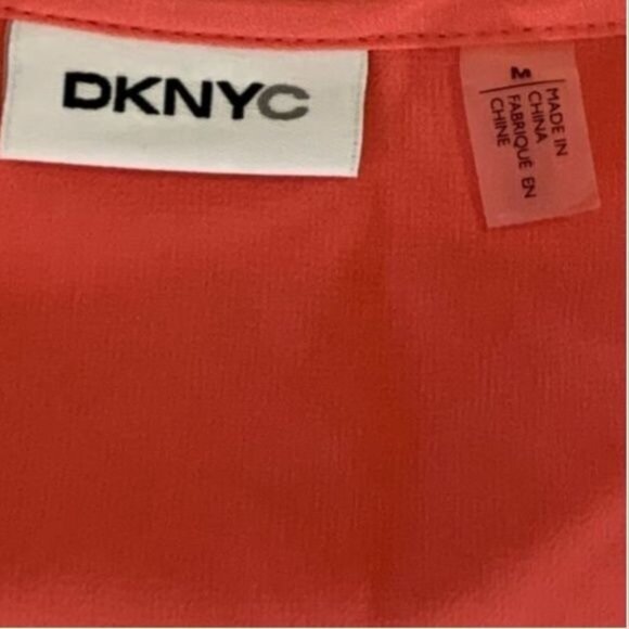 DKNY Sleeveless Layered Tank Blouse Shell Pink Coral Medium Workwear Career Top - Picture 7 of 8